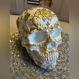 White and Gold Decorative Skull